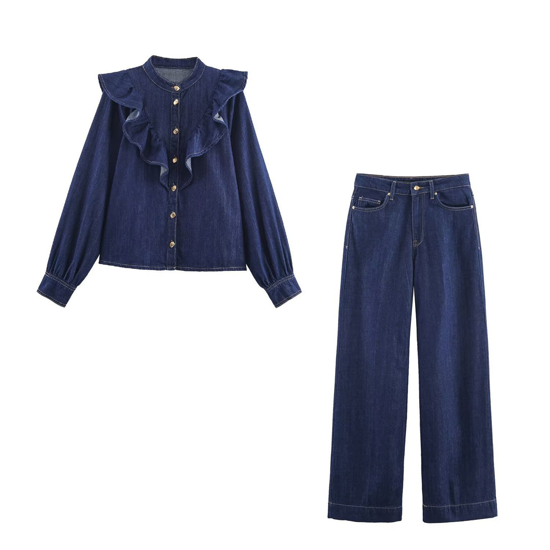 Damen 70+ hochgeschnittene Wide‑Leg Jeanshose mit hoher Taille und lässiger Culotte‑Silhouette Nord Taschen