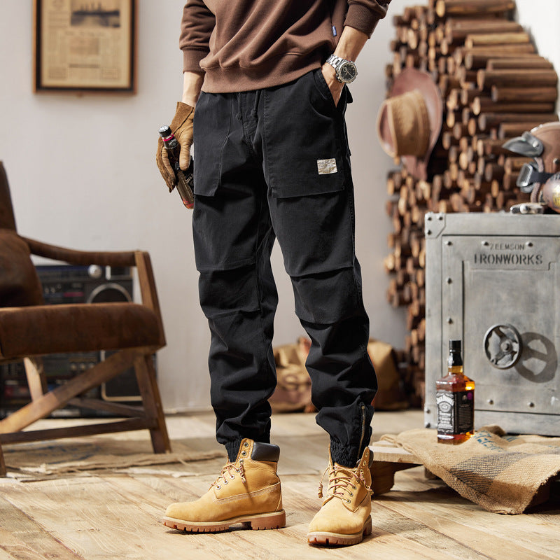 Herren Canvas‑Utility‑Jogger mit verstärkten Kniepaneelen, Klapptaschen und elastischem Knöchelsaum Nord Taschen