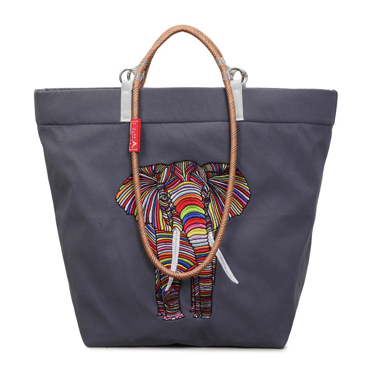 Damen Freizeit Tote Tasche mit buntem Elefantenmotiv Nord Taschen