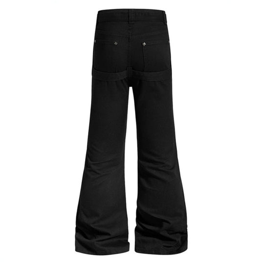 Damen High‑Waist Schlag-Cargohose mit weitem Bein, Doppelgürtel und Metallösen Nord Taschen