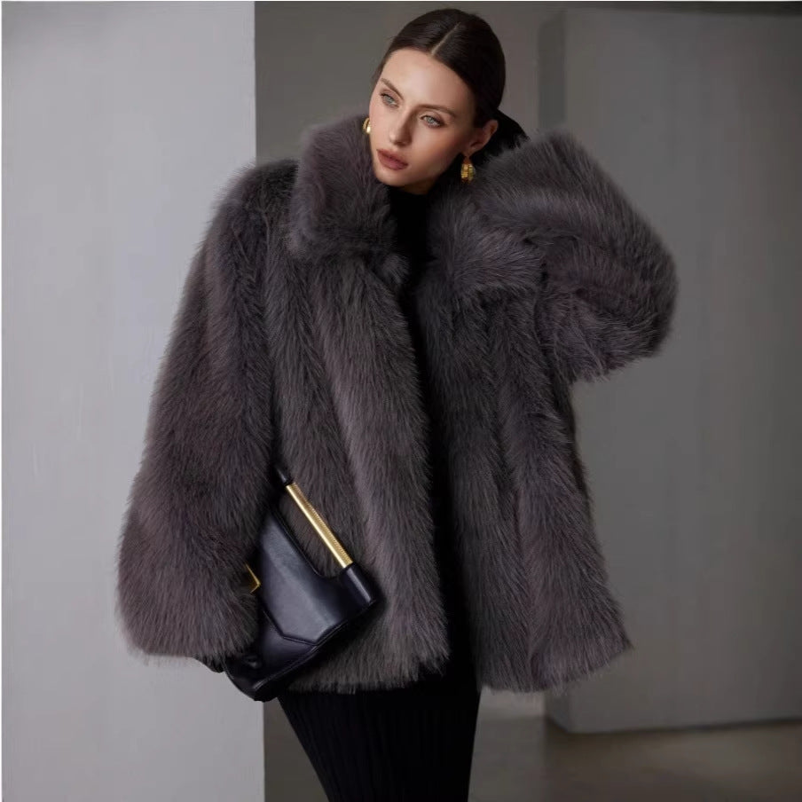 Damen Kurze Boxy‑Kunstpelzjacke mit extraweichem Hochflor und voluminösem Schalkragen Nord Taschen