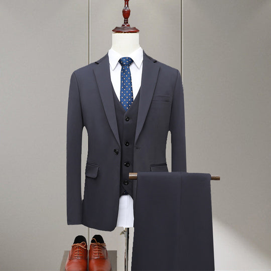 Herren Slim-Fit Dreiteiliger Business-Anzug mit Weste und schlanker Anzughose Nord Taschen
