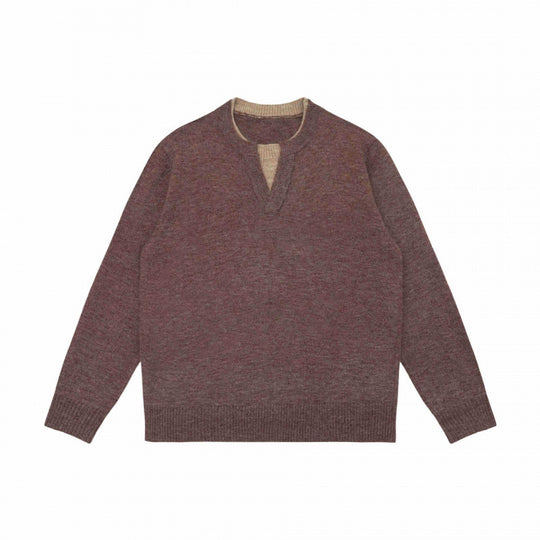 Unisex Mélange-Strickpullover mit Halbhals-V-Schlitz und kontrastiertem Innenbund Nord Taschen