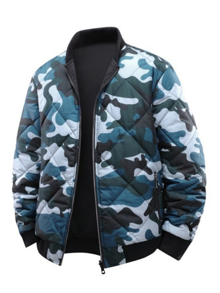 Herren Gestepptes Camouflage-Bomberjacke mit Rippbündchen und Zweiwege-Reißverschluss Nord Taschen