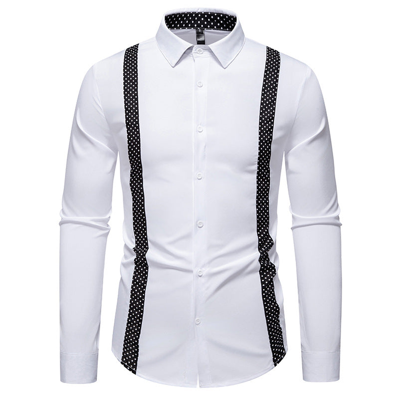 Herren Figurbetontes Hemd mit kontrastierenden Polka‑Dot Seiteneinsätzen und Kentkragen Nord Taschen