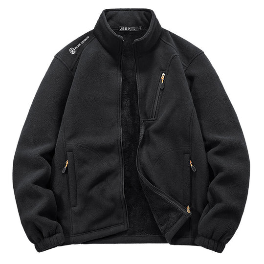 Herren Thermo‑Fleecejacke mit Sherpa‑Innenfutter, Stehkragen und Reißverschlusstaschen Nord Taschen