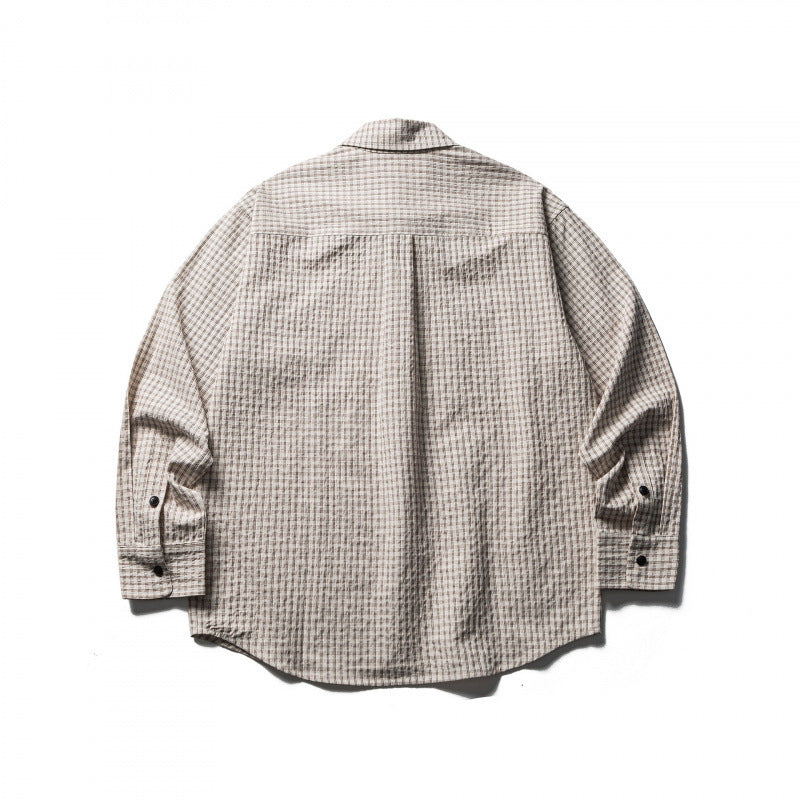 Herren Boxy-Overshirt aus leichter Baumwollmischung mit feinem Karomuster und Brustklappentaschen Nord Taschen