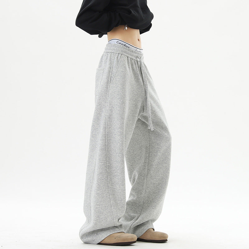 Damen Weite Loungehose mit hoher Taille aus Fleece, Tunnelzug und Seitentaschen Nord Taschen