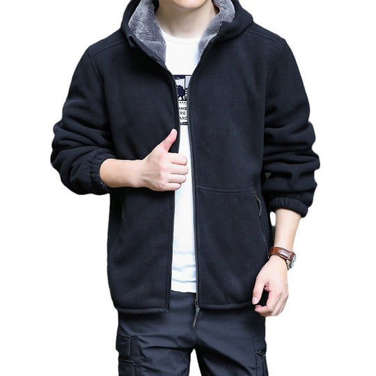 Herren Outdoor-Fleecejacke mit Kapuze, durchgehendem Reißverschluss und Reißverschlusstaschen Nord Taschen