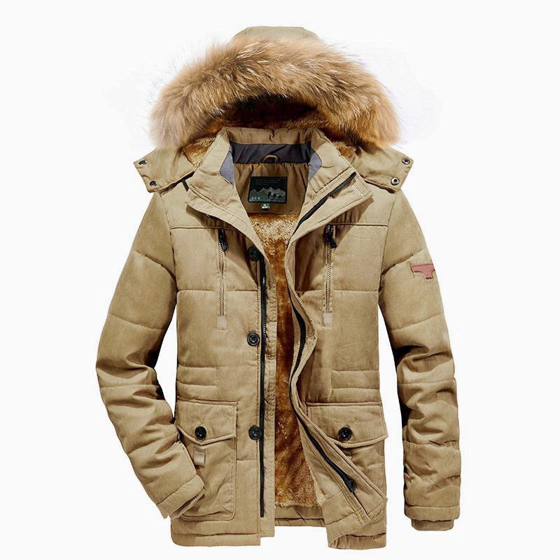 Herren wattierter Parka mit Kunstfellkapuze und Teddyfutter Nord Taschen