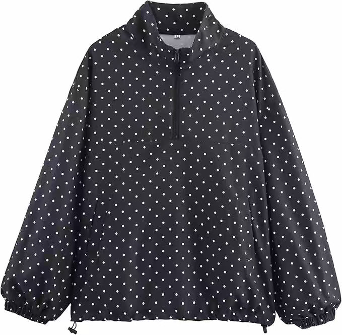 Damen Oversize Regenanorak mit Halbzip, Kängurutasche und Tunnelzugsaum Nord Taschen