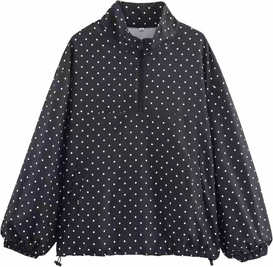 Damen Oversize Regenanorak mit Halbzip, Kängurutasche und Tunnelzugsaum Nord Taschen