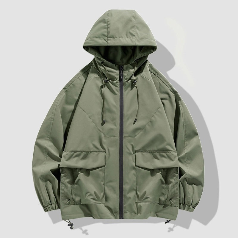 Herren Oversize Utility-Softshelljacke mit Kapuze, aufgesetzten Taschen & verstellbarem Saum Nord Taschen