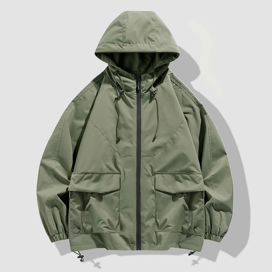 Herren Oversize Utility-Softshelljacke mit Kapuze, aufgesetzten Taschen & verstellbarem Saum Nord Taschen