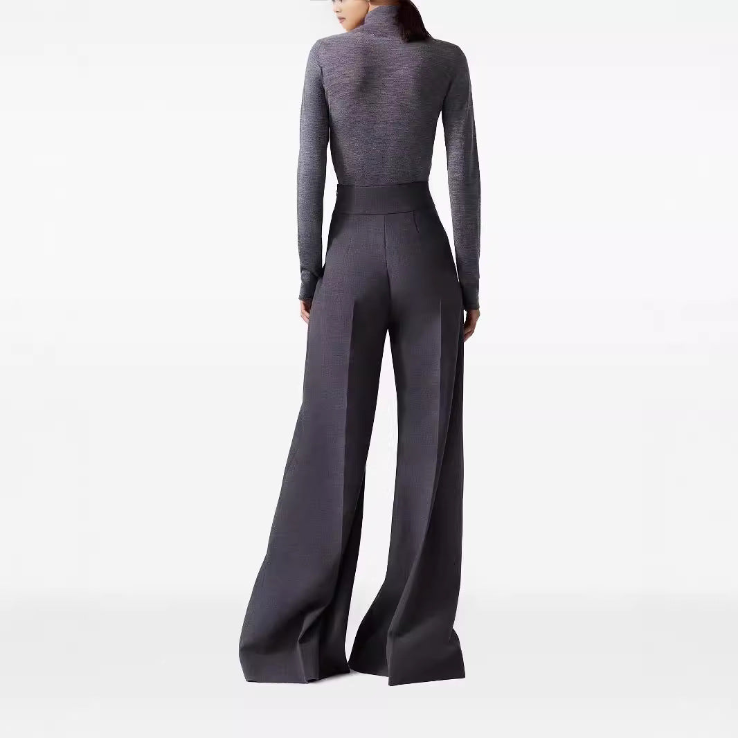 Damen High‑Waist ultraweite Palazzo‑Hose mit Bügelfalte und Bodensaum Nord Taschen