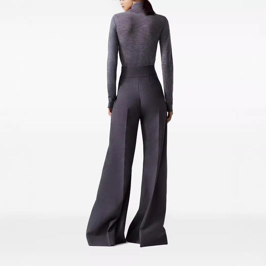 Damen High‑Waist ultraweite Palazzo‑Hose mit Bügelfalte und Bodensaum Nord Taschen