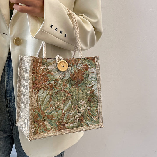 Damen Stoff-Shopper mit handgewebtem floralen Design Nord Taschen