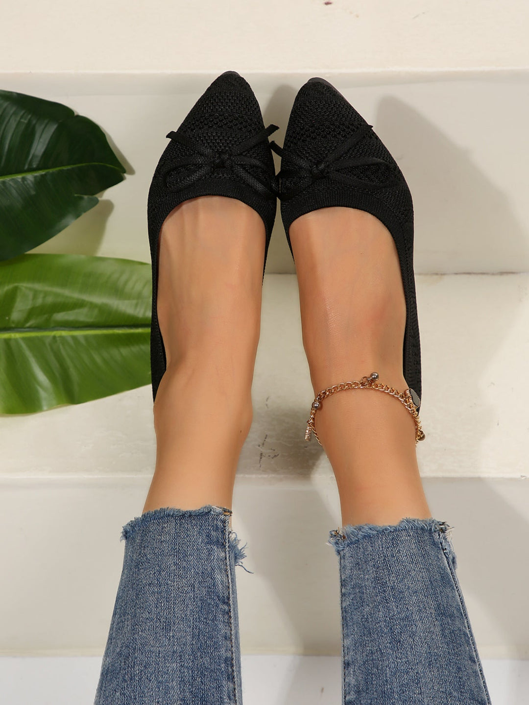 Damen elegante Ballerinas mit stylischem Schleifen-Detail aus atmungsaktivem GewNord Taschene Nord Taschen