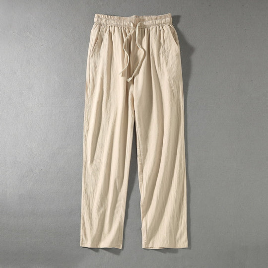 Herren Leinenhose mit elastischem Bund und Tunnelzug geradem Bein Nord Taschen