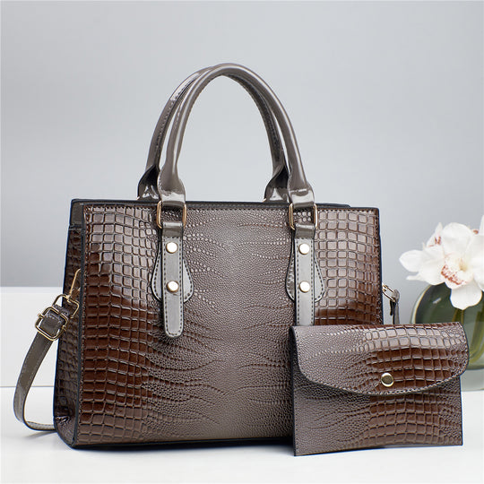 Damen elegante Handtasche mit Kroko-Prägung und abnehmbarer Clutch Nord Taschen