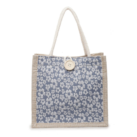 Damen stilvolle Jute-Handtasche mit floralem Druck Nord Taschen