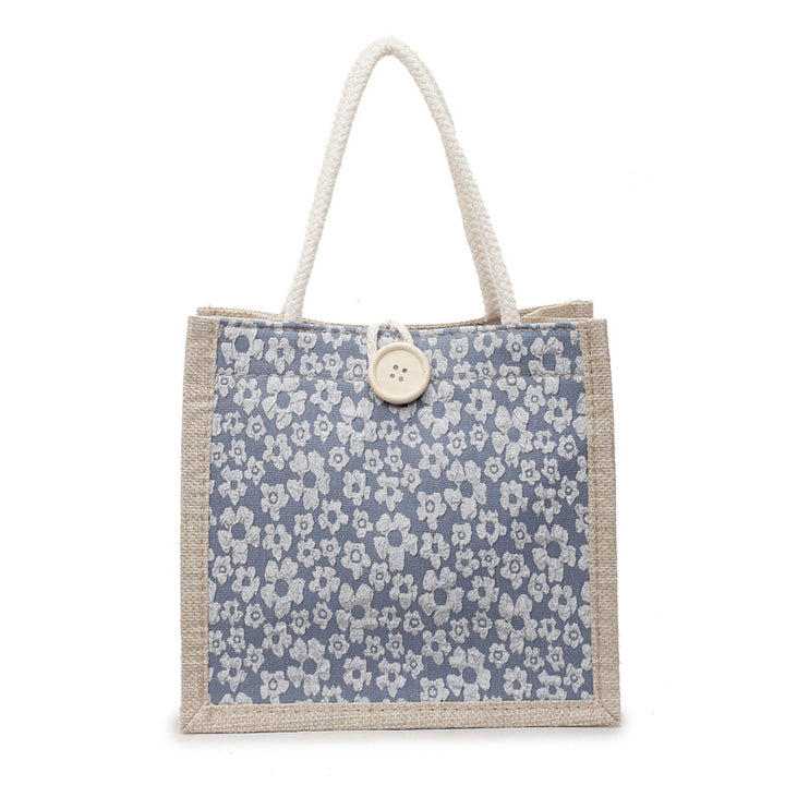 Damen stilvolle Jute-Handtasche mit floralem Druck Nord Taschen
