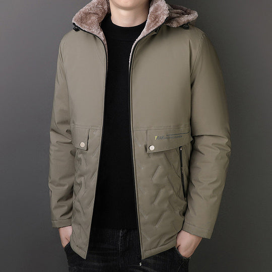 Herren Thermo-Parka mit Teddyfutter und Kapuze Nord Taschen