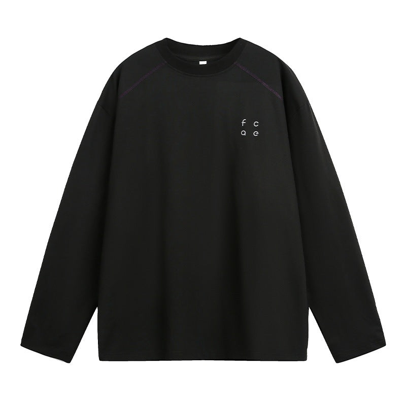 Unisex Oversize Langarmshirt aus Baumwollmix mit Raglannähten und minimalistischer Bruststickerei Nord Taschen