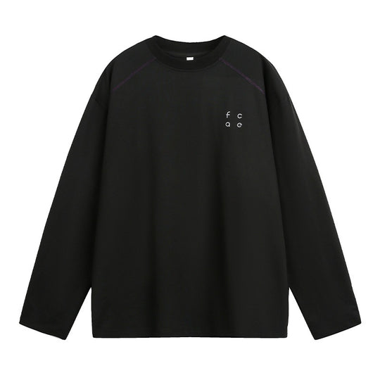Unisex Oversize Langarmshirt aus Baumwollmix mit Raglannähten und minimalistischer Bruststickerei Nord Taschen
