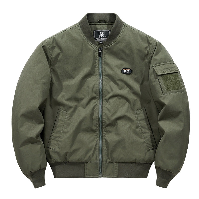 Herren Leichte Pilot‑Bomberjacke im Utility‑Stil mit Ärmeltasche und Patch‑Detail Nord Taschen