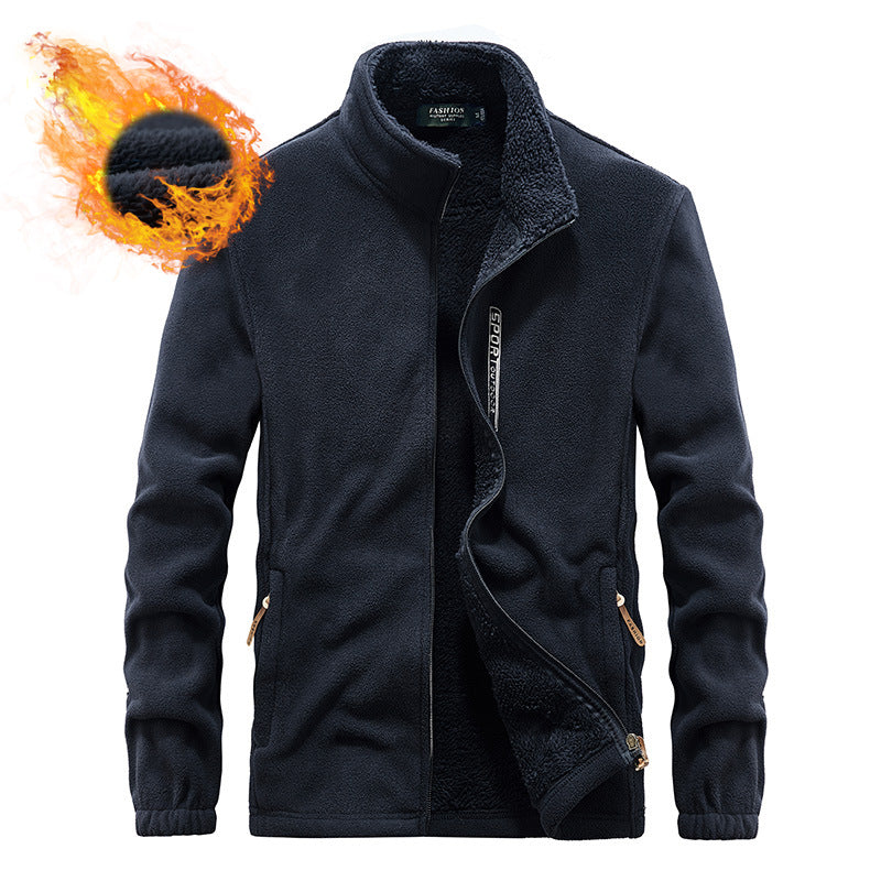 Herren Thermo-Fleecejacke mit doppellagigem Sherpa-Innenfutter und Stehkragen Nord Taschen