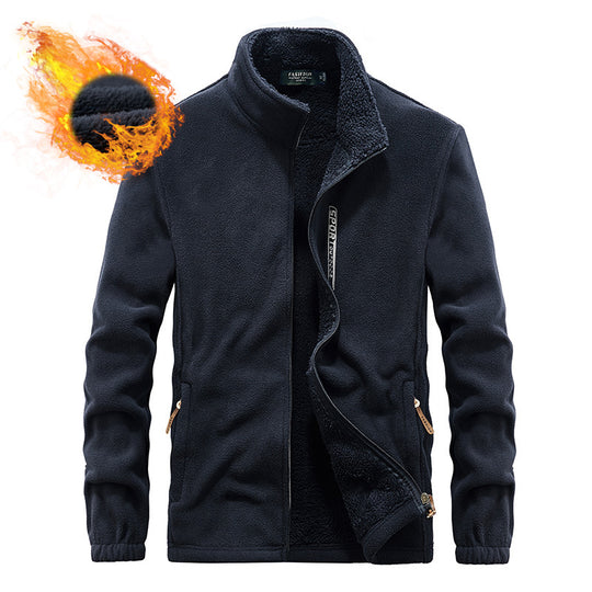 Herren Thermo-Fleecejacke mit doppellagigem Sherpa-Innenfutter und Stehkragen Nord Taschen