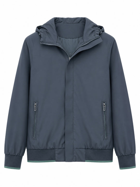 Herren Kapuzen-Blouson Leichter Windbreaker mit geripptem Saum und verdeckter Reißverschlussleiste Nord Taschen