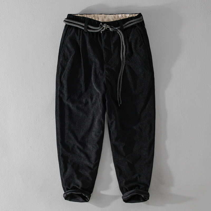 Herren Feinecord-Tapered-Hose mit elastischem Bund, Kordelzug und gekrempeltem Saum Nord Taschen
