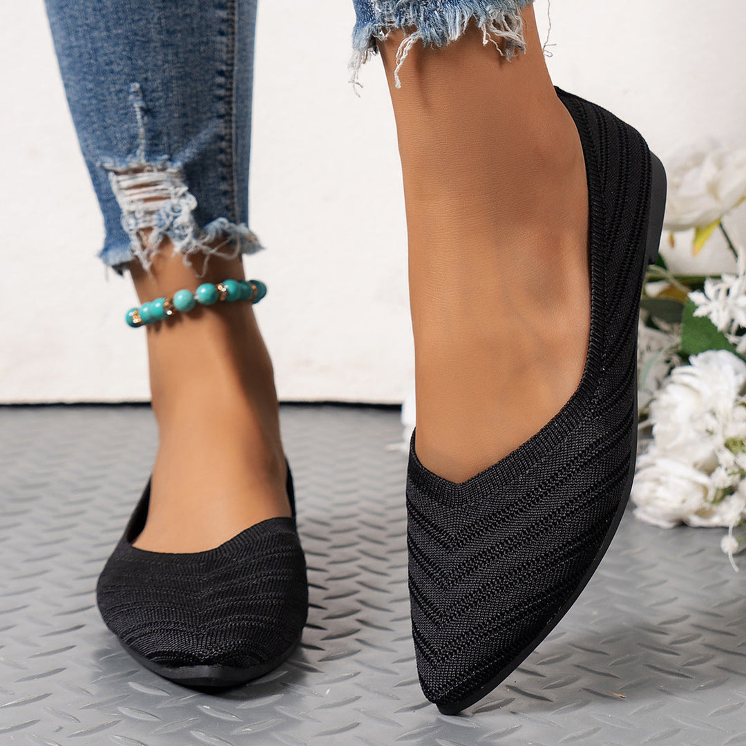 Damen spitze Ballerinas mit strukturiertem Obermaterial