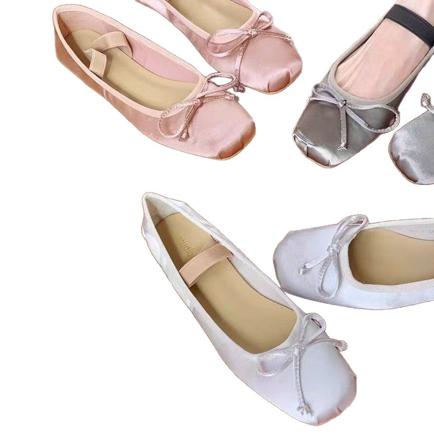 Damen Ballerina-Schuhe mit glamourösem Schleifendetail und flexiblem Riemendesign