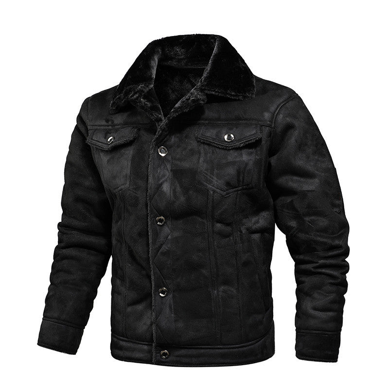 Herren gefütterte Wildlederimitat-Jacke mit Teddyfutter und Hemdkragen Nord Taschen