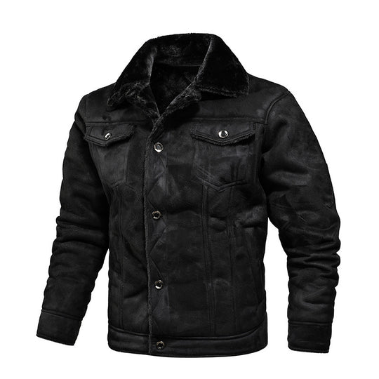 Herren gefütterte Wildlederimitat-Jacke mit Teddyfutter und Hemdkragen Nord Taschen