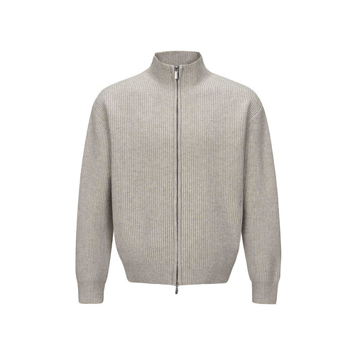 Unisex Kurzer gerippter Strickzipper mit hohem Stehkragen und schlankem Bund Nord Taschen