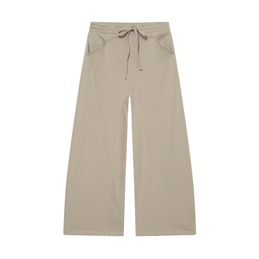 Damen Weite Cropped-Jogger mit Kordelzug, Eingrifftaschen und dekorativer Schrittnaht Nord Taschen