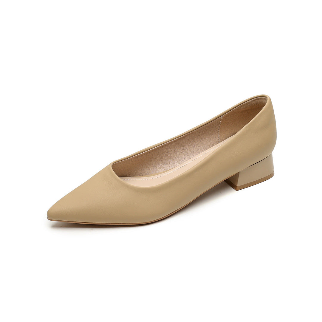 Damen elegante Ballerinas mit spitzem Zehenbereich und komfortablem Blockabsatz