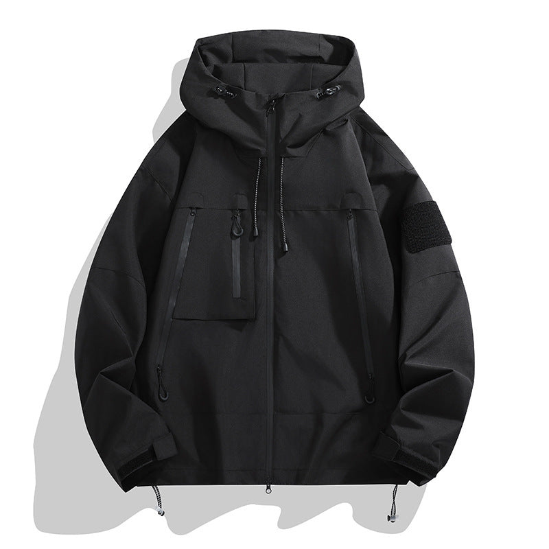 Herren technische Outdoor-Jacke mit verstellbarem Kapuzendesign und multifunktionalen Taschen