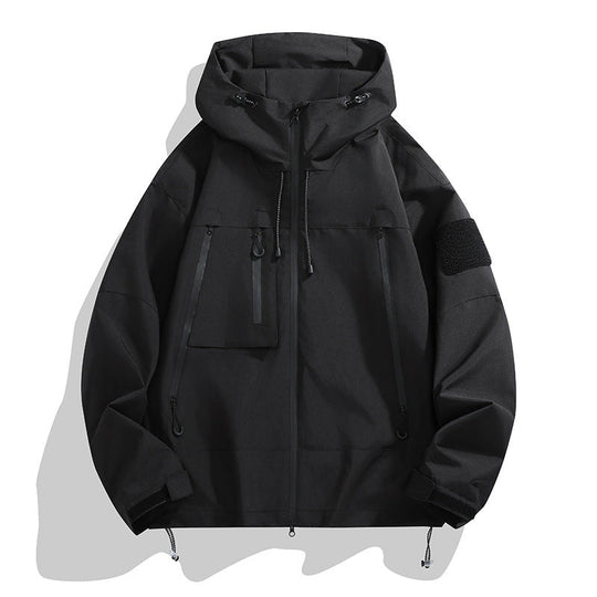 Herren technische Outdoor-Jacke mit verstellbarem Kapuzendesign und multifunktionalen Taschen