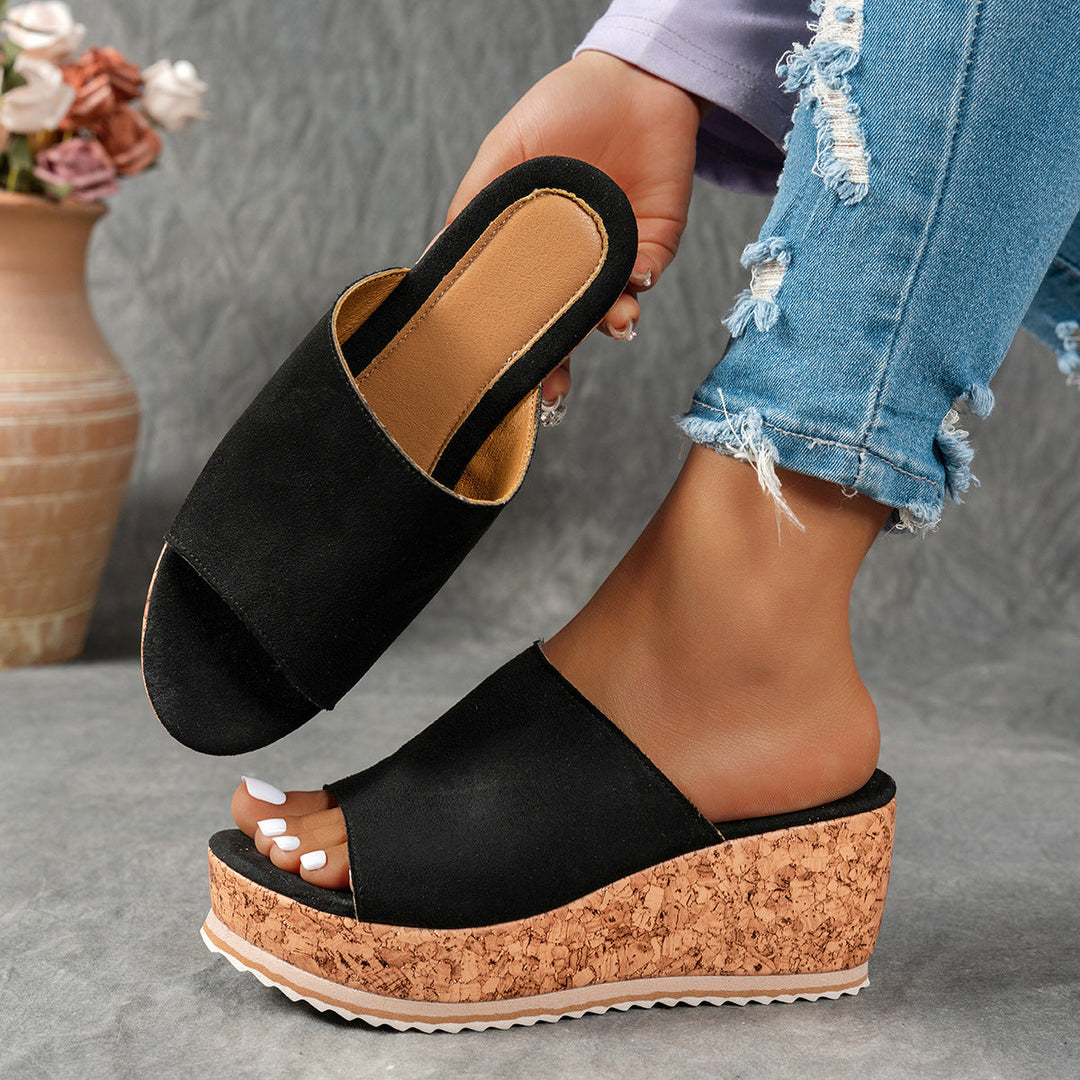 Damen Wedge-Pantoletten mit wildem Leopardenmuster und komfortabler Korksohle