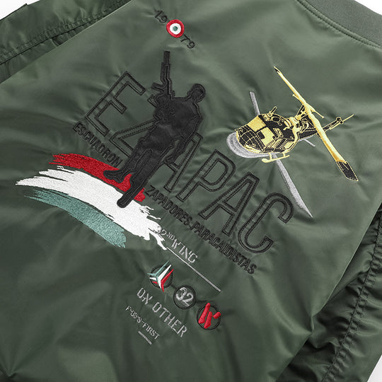 Herren Piloten-Bomberjacke im Vintage-Military-Stil mit gestickten Flugpatches und wasserabweisender Nylonoberfläche Nord Taschen
