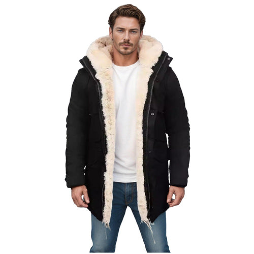 Herren Parka im Field‑Stil mit Teddyfutter in Kapuze, aufgesetzten Pattentaschen und Druckknopfverschluss Nord Taschen