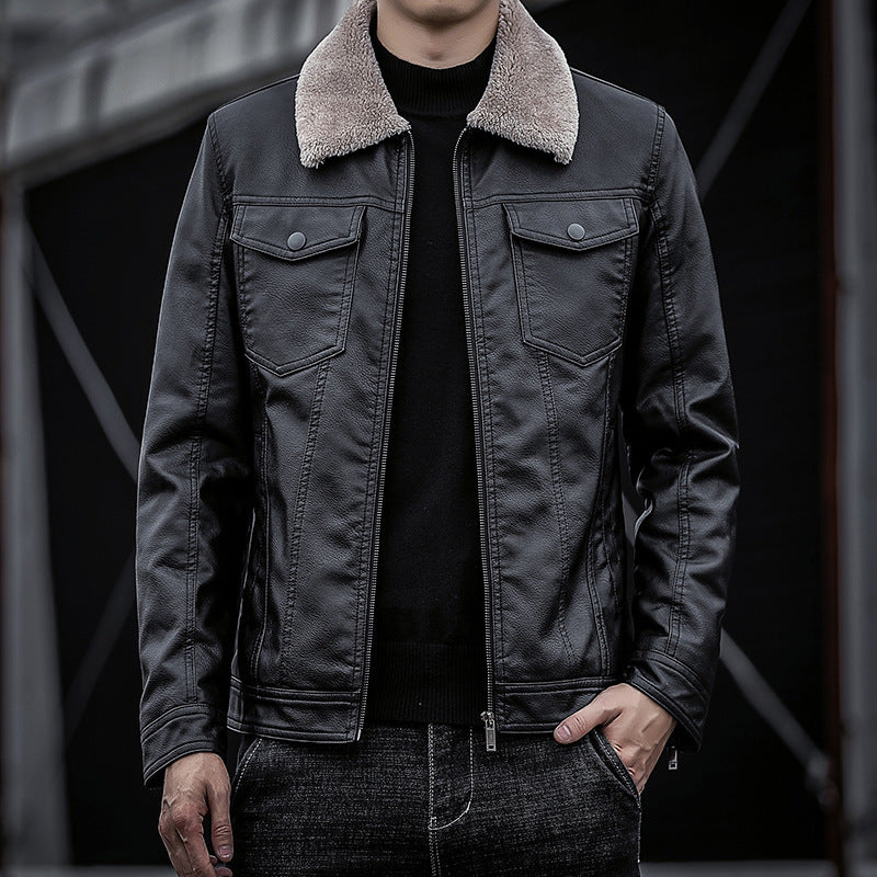 Herren Pilotenblouson aus Lederoptik mit Teddykragen und Utility‑Details Nord Taschen
