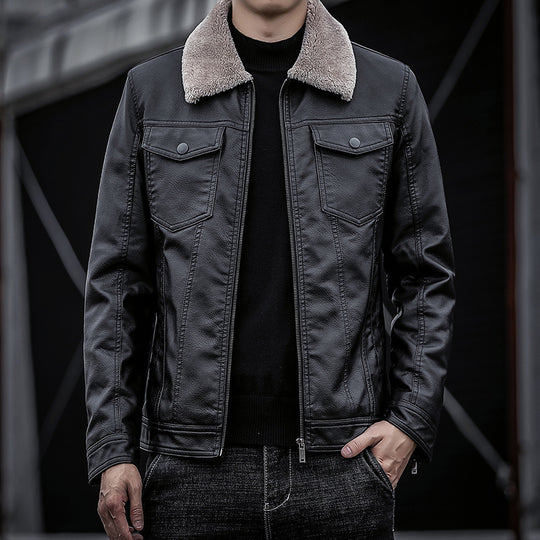 Herren Pilotenblouson aus Lederoptik mit Teddykragen und Utility‑Details Nord Taschen