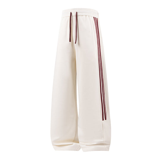 Damen Weite High-Waist Jogginghose mit markanten Seitenstreifen & Kordelzug Nord Taschen