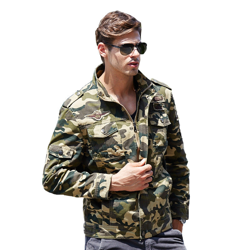 Herren Canvas-Fieldjacke im Military-Utility-Stil mit Schulterpatten und Mehrfachtaschen Nord Taschen